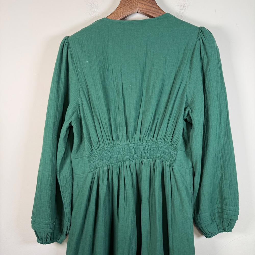 Boden NWT Eve Eden Green Sleeved Double Cloth V-Neck Midi Dress 14R - Picture 3 of 14